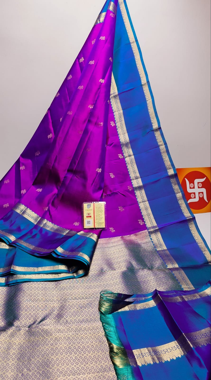 Steel Grey with Dark Brown Border Pure Handloom Double Wrap Kanchipuram Silk Saree